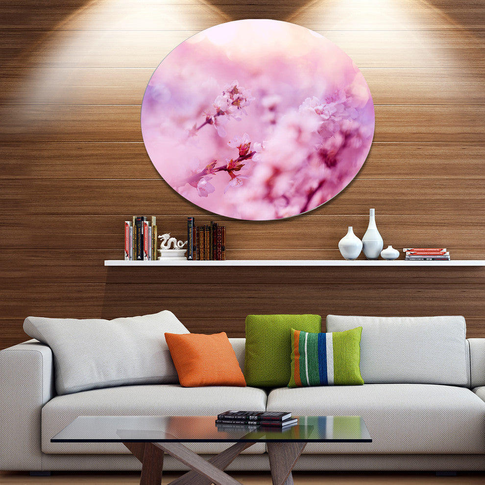 Close-Up View Of Blossoming Cherry, Floral Disc Metal Wall Art, 11"