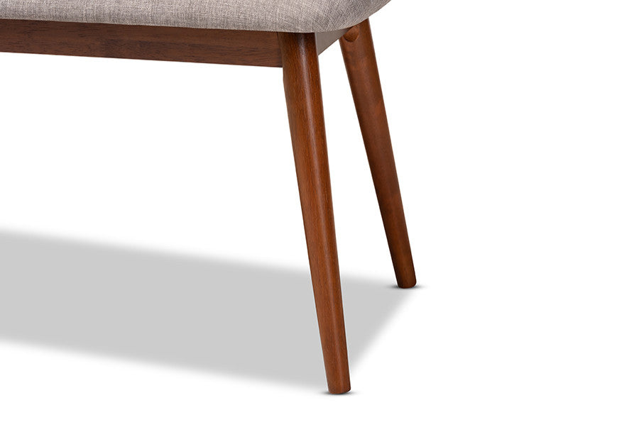 Flora II Mid-Century Modern Light Gray Medium Oaked Wood Dining Bench