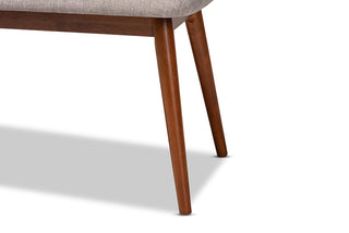Flora II Mid-Century Modern Light Gray Medium Oaked Wood Dining Bench
