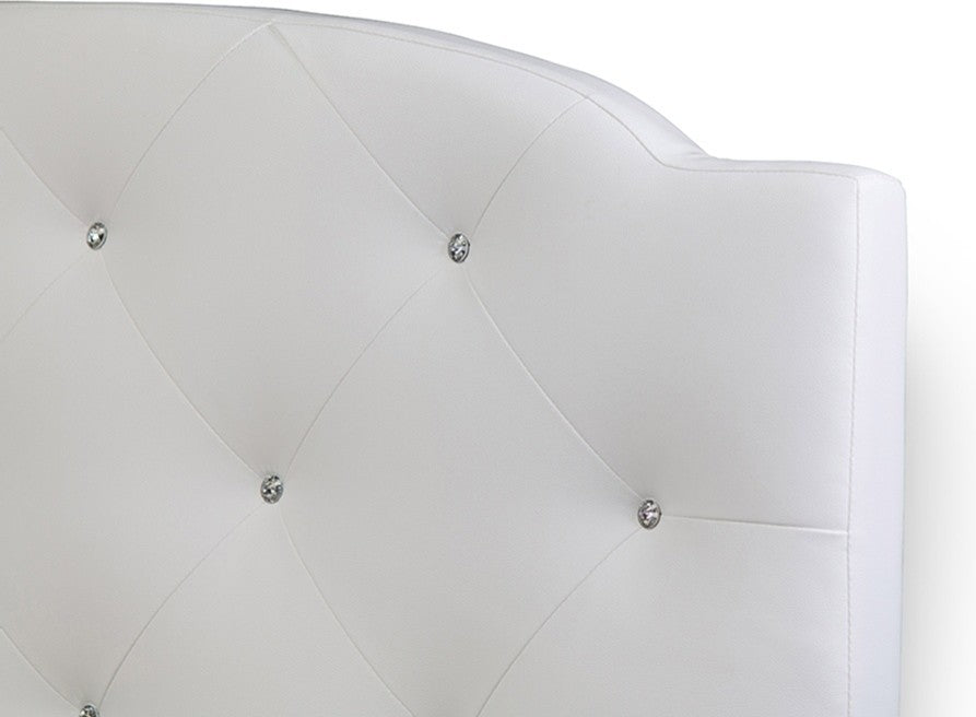 Canterbury White Leather Contemporary Queen-Size Bed