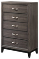 Benzara BM241250 Chest, 5 Storage Drawers and Grain Details, Gray