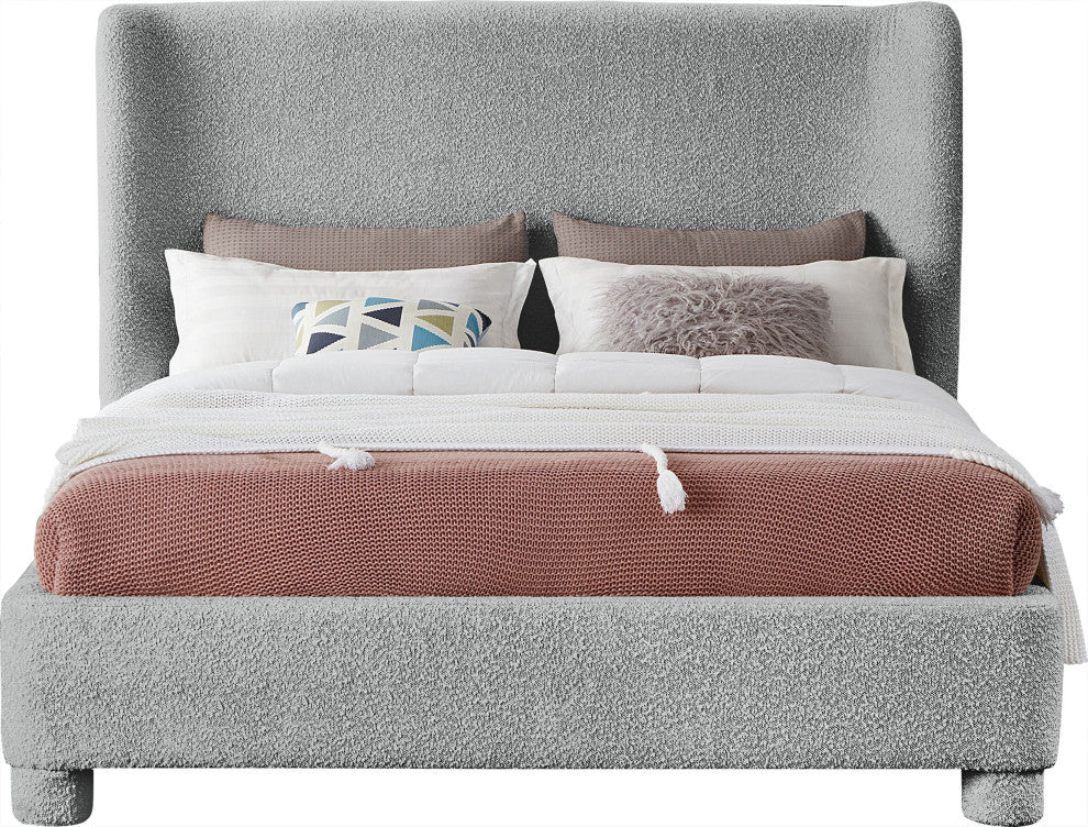 Penny Bed, Gray, Queen, Boucle Fabric