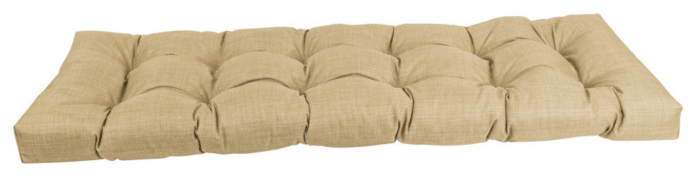 55"x19" Tufted Solid Outdoor Spun Polyester Loveseat Cushion Tan