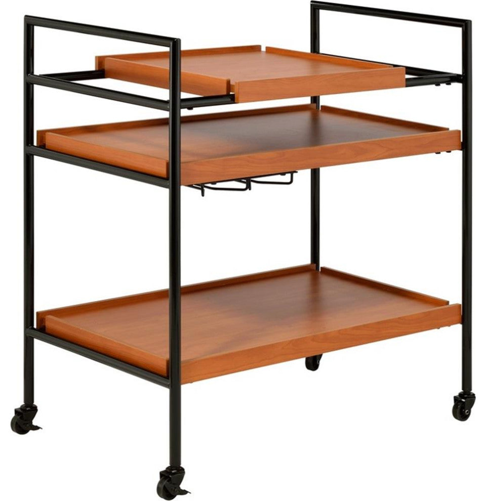 98675 Serving Cart, Honey Oak and Black