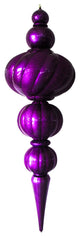 82" Jumbo Purple Finial Ornament With Purple Glittered Stripes