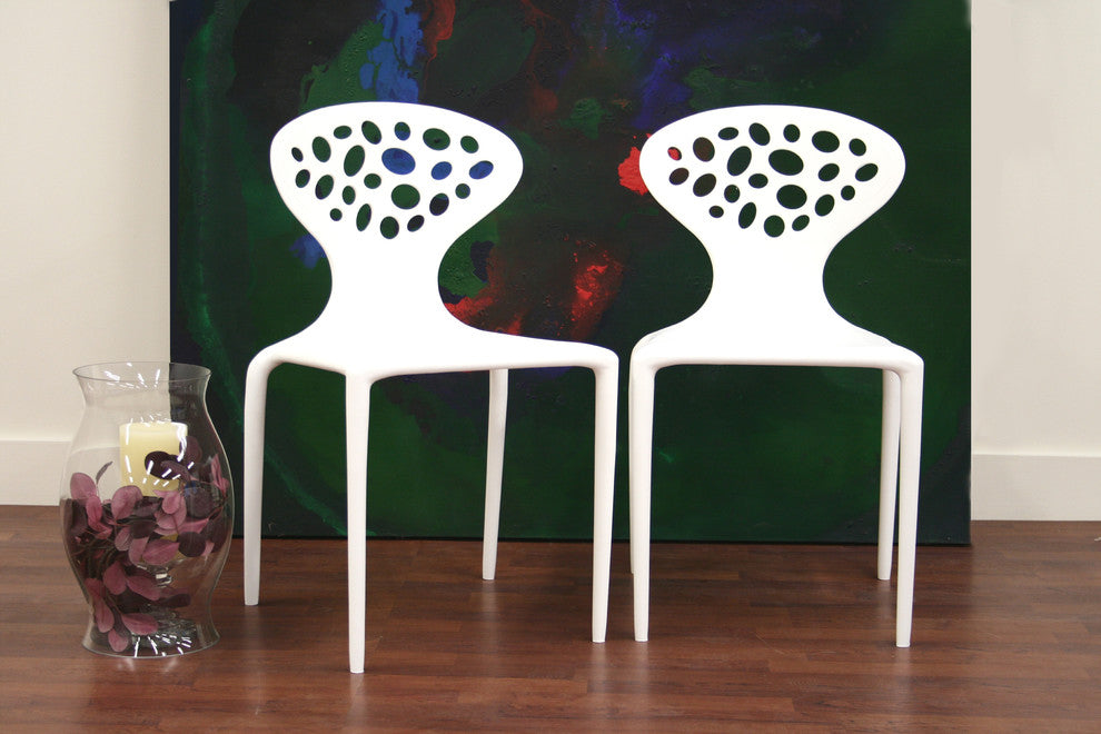 Durante White Plastic Molded Chair, Set of 2