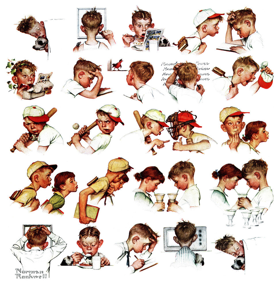 "Day in the Life of a Boy" Print on Canvas by Norman Rockwell