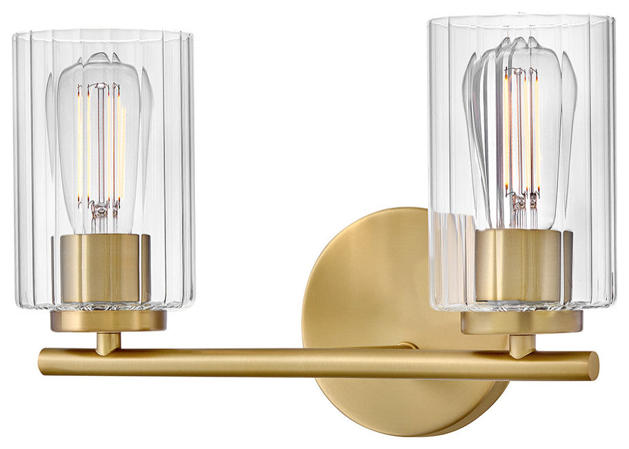 Lark Leta Small Two Light Vanity, Lacquered Brass