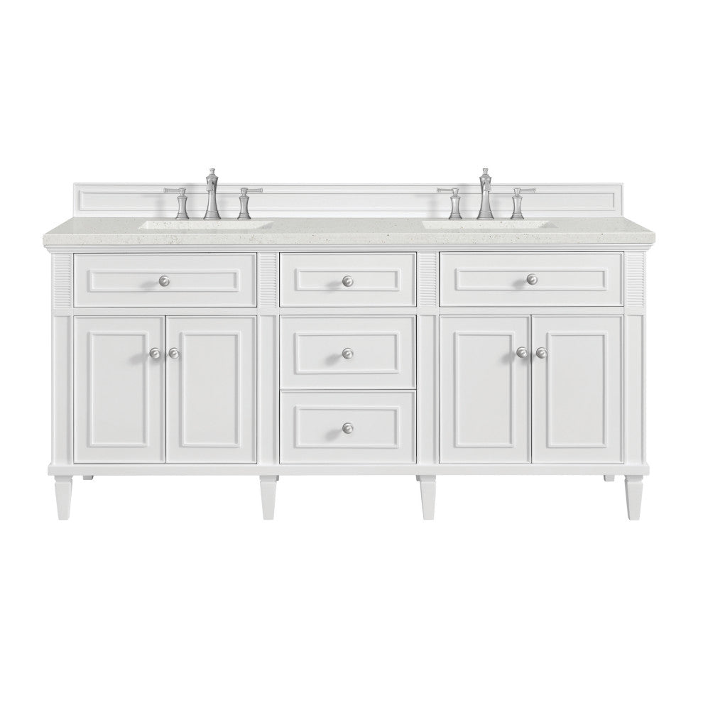 Lorelai 72" Double Vanity, Bright White, 3 CM Lime Delight Top