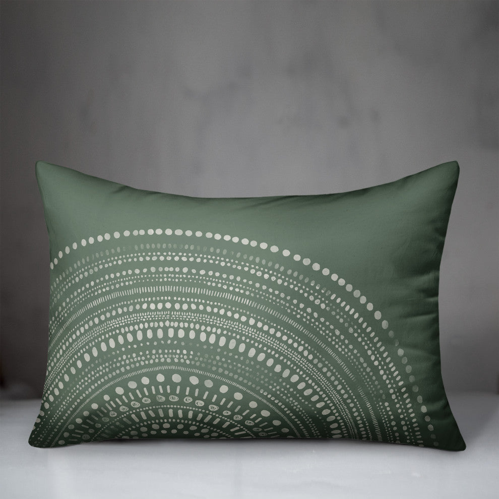 Green Circle Dot Pattern 14x20 Indoor/Outdoor Pillow