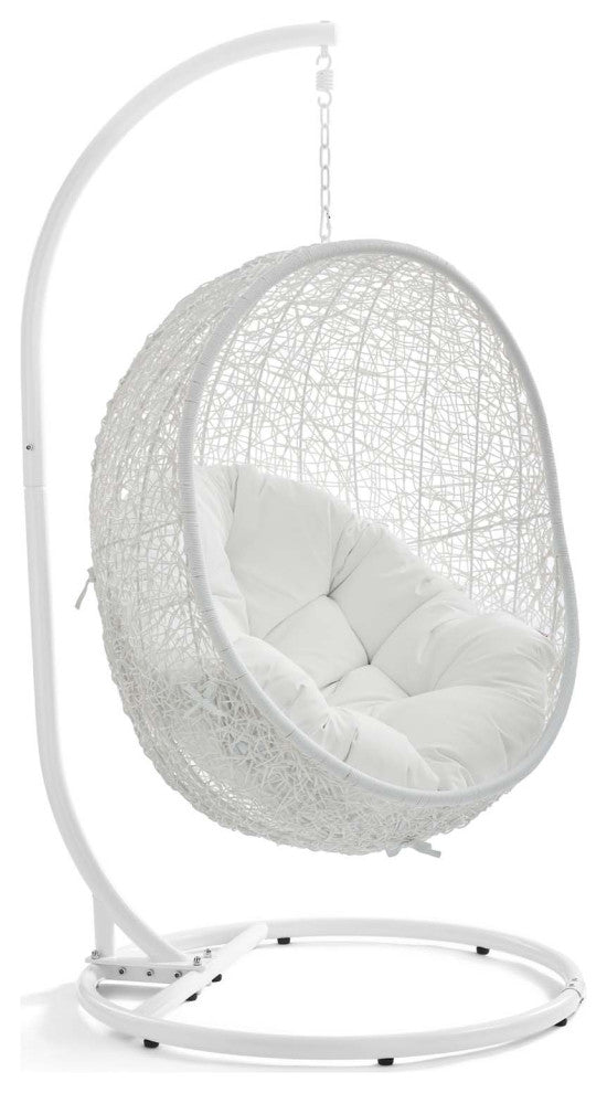 White Hide Outdoor Patio Swing Chair With Stand