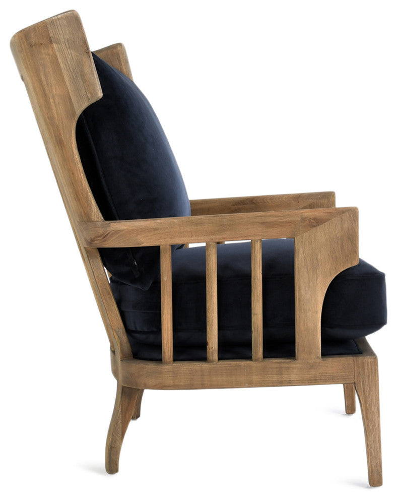 Wingback Navy Velvet Arm Chair