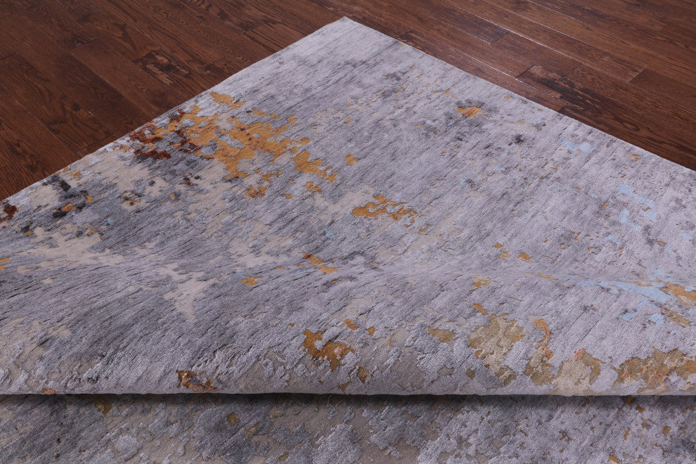Abstract Wool and Silk Hand Knotted Rug 8' 11" X 11' 8" Q11796