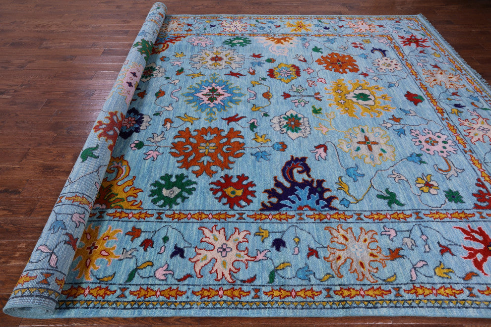 9' 10" X 14' 2" Hand Knotted Turkish Oushak Wool Rug - Q13478