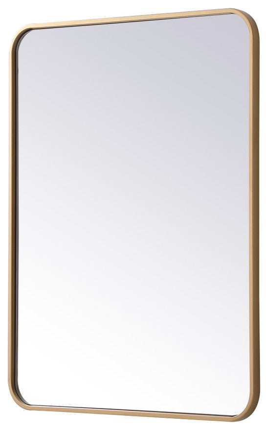 Elegant Decor MR802432BR Soft Corner Metal Rectangular Mirror, 24"x32"