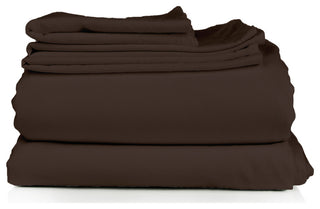 Egyptian Cotton Feel Cool, 4-Piece Sheet Set Deep Pockets, Chocolate, Full