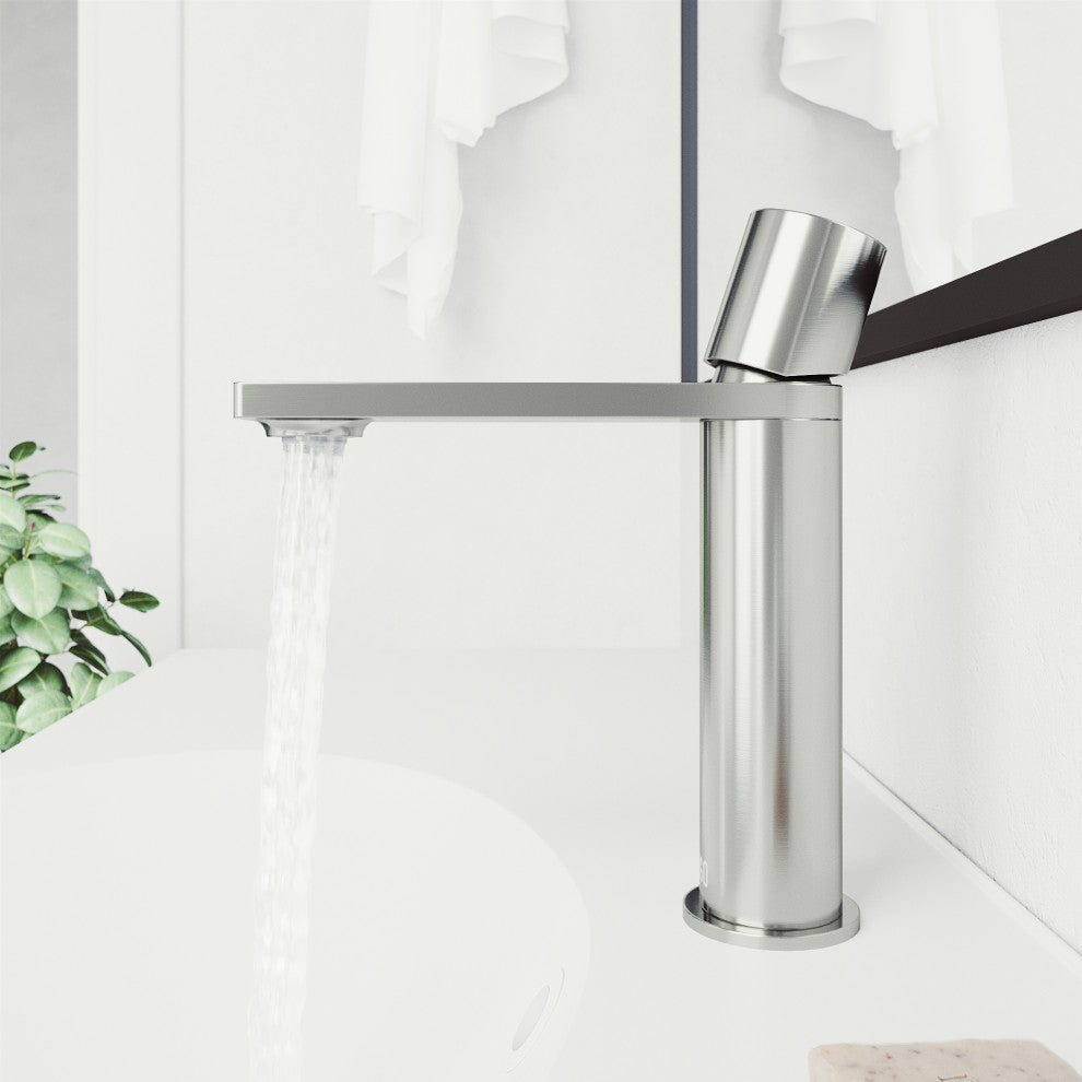 VIGO Halsey 8" H Single Handle Single Hole Bathroom Faucet, Brushed Nickel, Without Extras