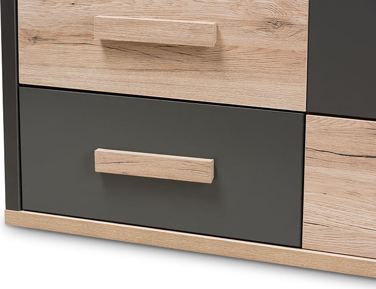 Pandora Modern Dark Gray and Light Brown Two-Tone 6-Drawer Dresser