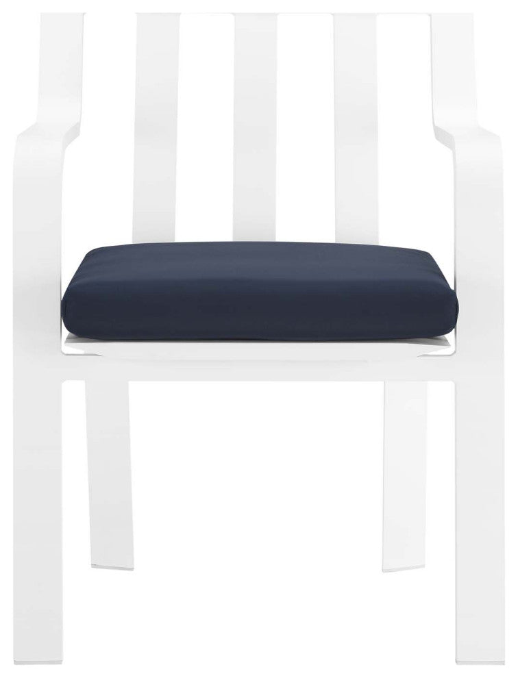 Lounge Chair Armchair, Set of 2, Aluminum, Metal, White Blue Navy, Outdoor