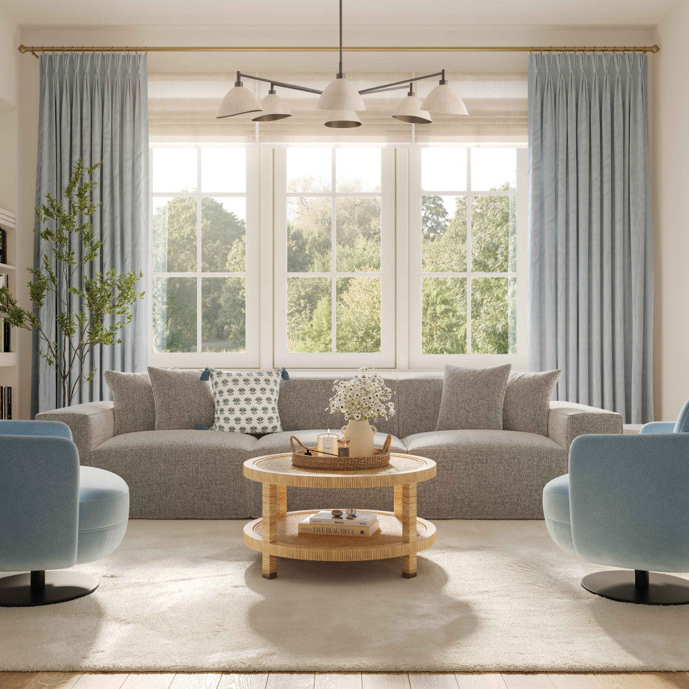Mindy Chenille Basketweave Modular Sofa, Taupe