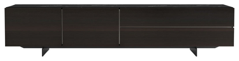 Inverness Media Cabinet in Smoked Oak and Black Marble Ceramic