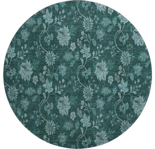 Premium Machine Washable Mayfield AMF680 Teal 8' x 8' Round Rug
