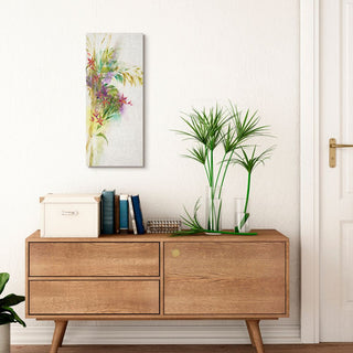 Tropical Flower Bouquet Abstract Green Purple Painting,1pc, each 13 x 30