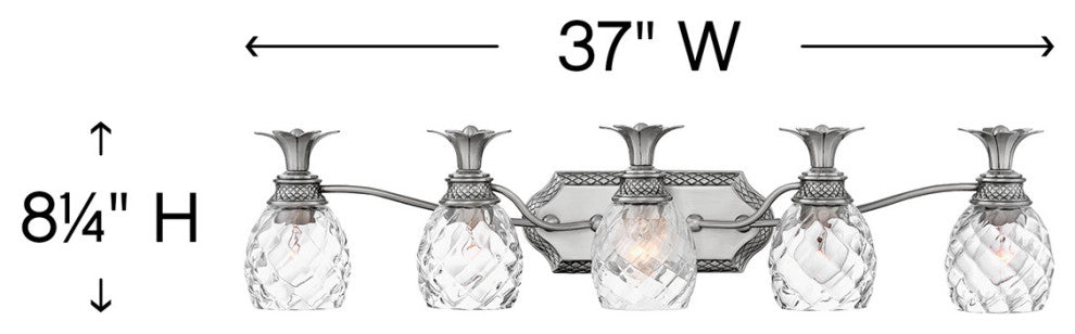 Hinkley Plantation Extra Large Five Light Vanity, Polished Antique Nickel