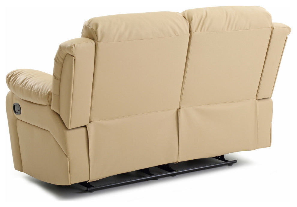 Daria 62 in. W Flared Arm Faux Leather Straight Reclining Sofa, Beige