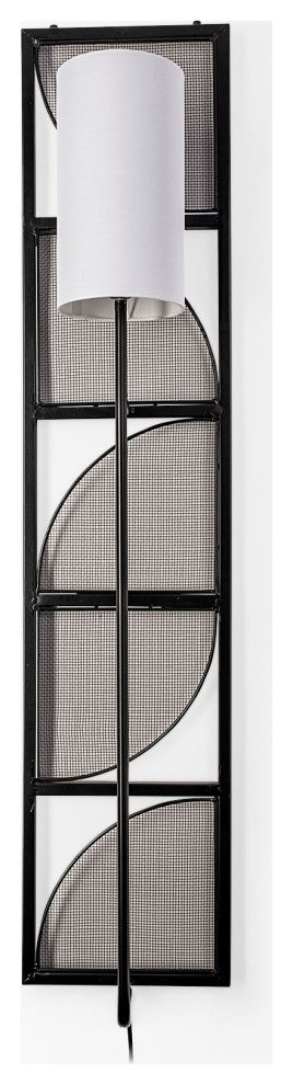 Navin Black Metal Frame With White Shade Rectangular Wall Sconce, 47" x 10"