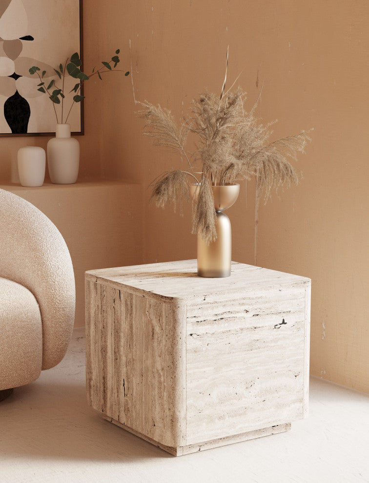 Nova Domus Roma Modern Travertine Square End Table