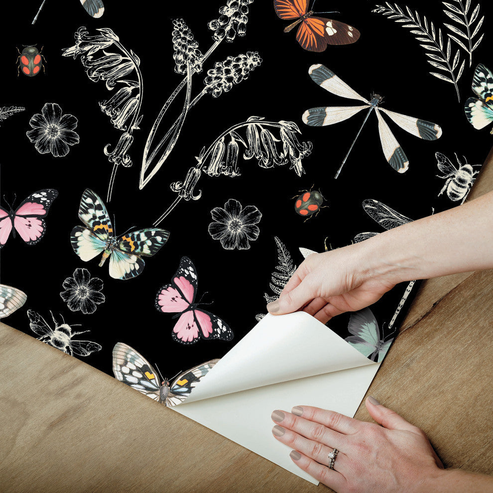 Hidden Treasures Black Peel and Stick Wallpaper