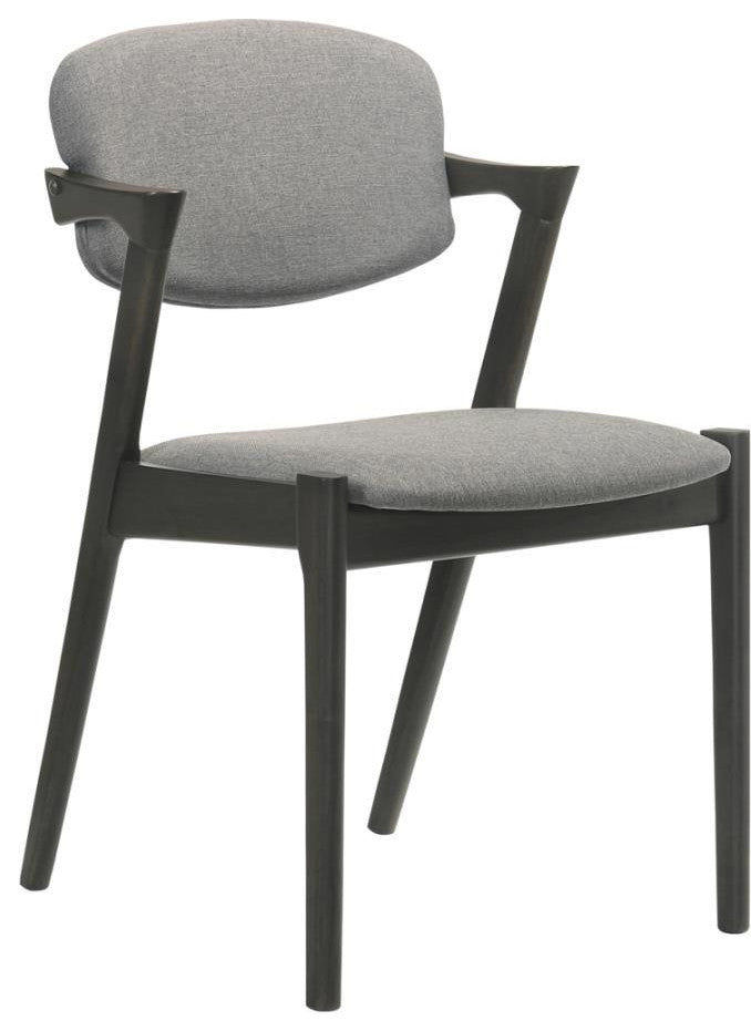 Upholstered Side Chairs With Demi Arm, Gray And Black, Set of 2