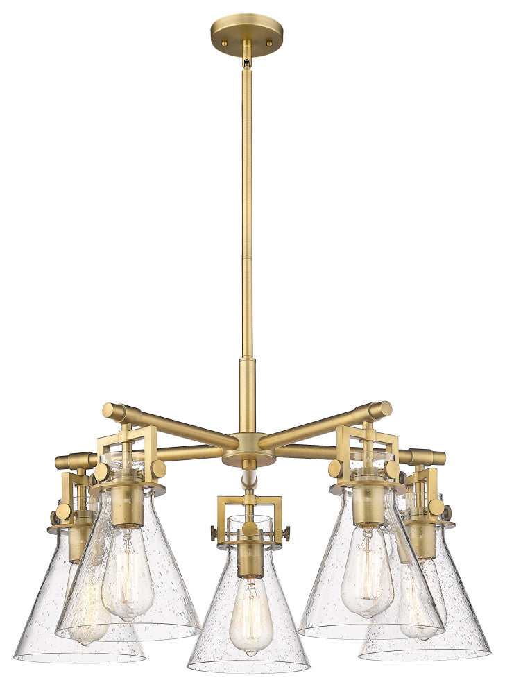 Innovations Newton Cone 5 26" Chandelier Brushed Brass