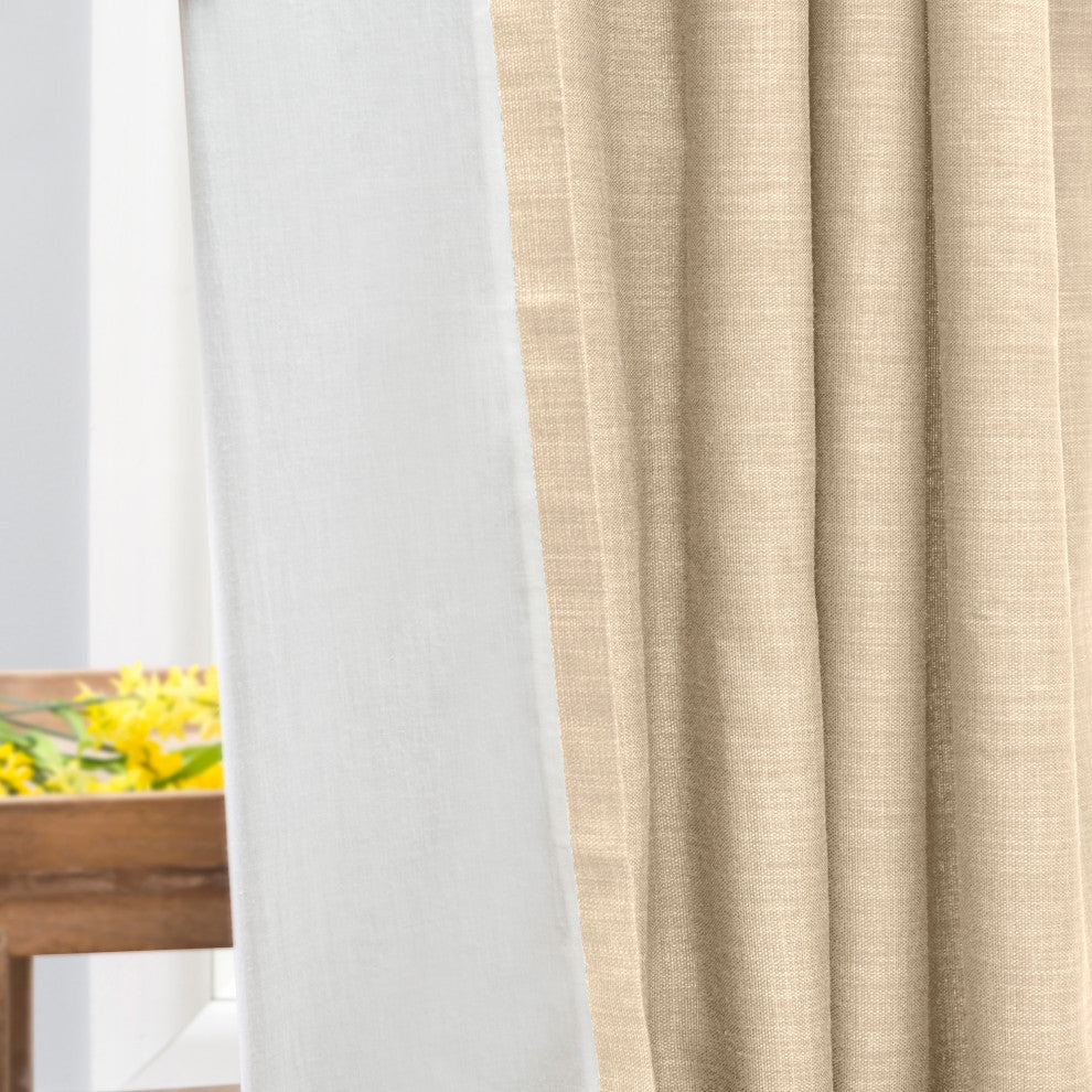 Hudson Rod Pocket Pair Curtains with Tiebacks, Natural, 100" X 63"