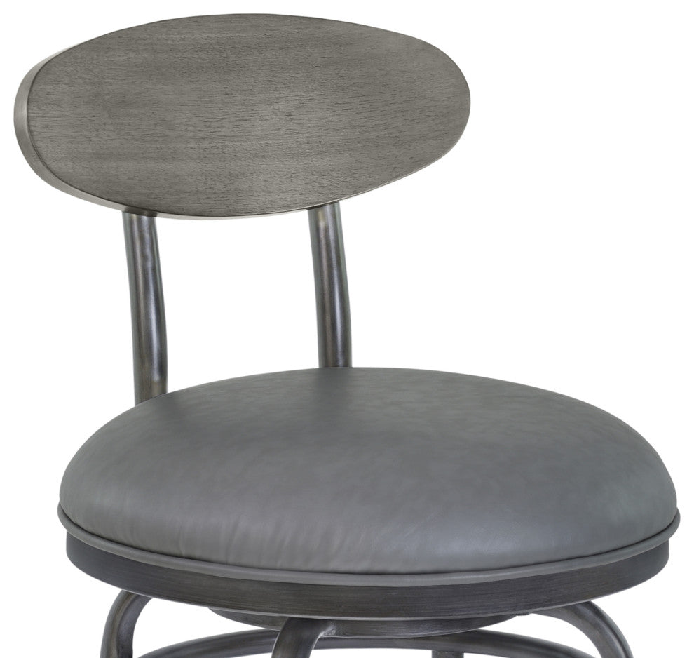 Davis 30" Bar Height Metal Swivel Barstool In Vintage Gray Faux Leather