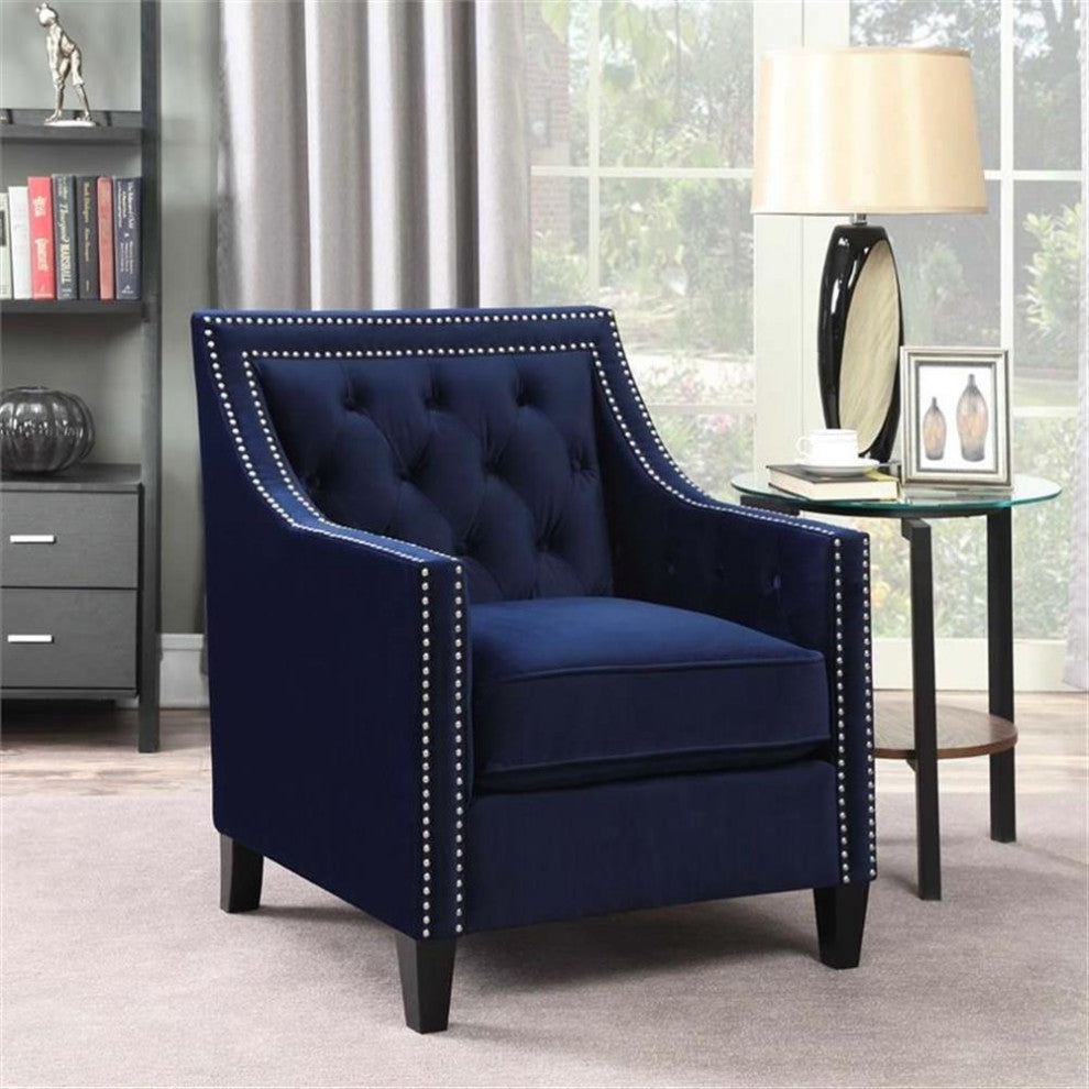 Catania Modern / Contemporary Accent Arm Chair in Navy Finish