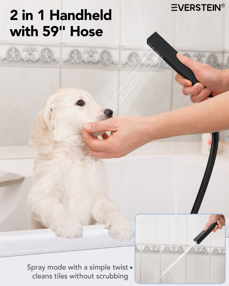 Themostatic Shower System 12" High-Pressure Dual Heads, Matte Black