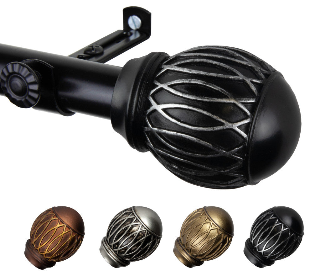Denny 13/16" Curtain Rod, Black, 120-170"