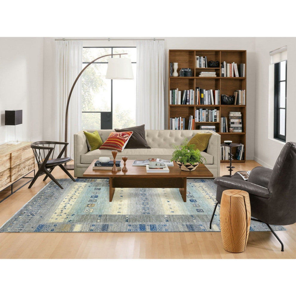 Light Gray Soft Wool Hand Knotted Afghan Kashkuli Gabbeh Design Rug, 6'1"x9'0"