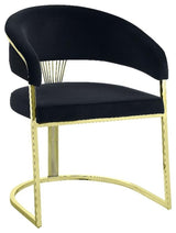 ACME Furniture Fallon 19" Hollow Back Velvet & Metal Side Chair in Black/Gold
