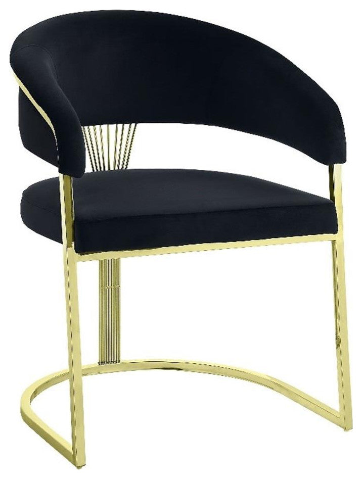 ACME Furniture Fallon 19" Hollow Back Velvet & Metal Side Chair in Black/Gold