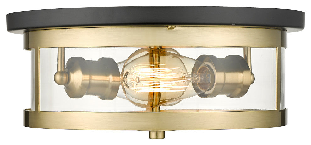 Black And Gold Flush Mount With Glass Shade