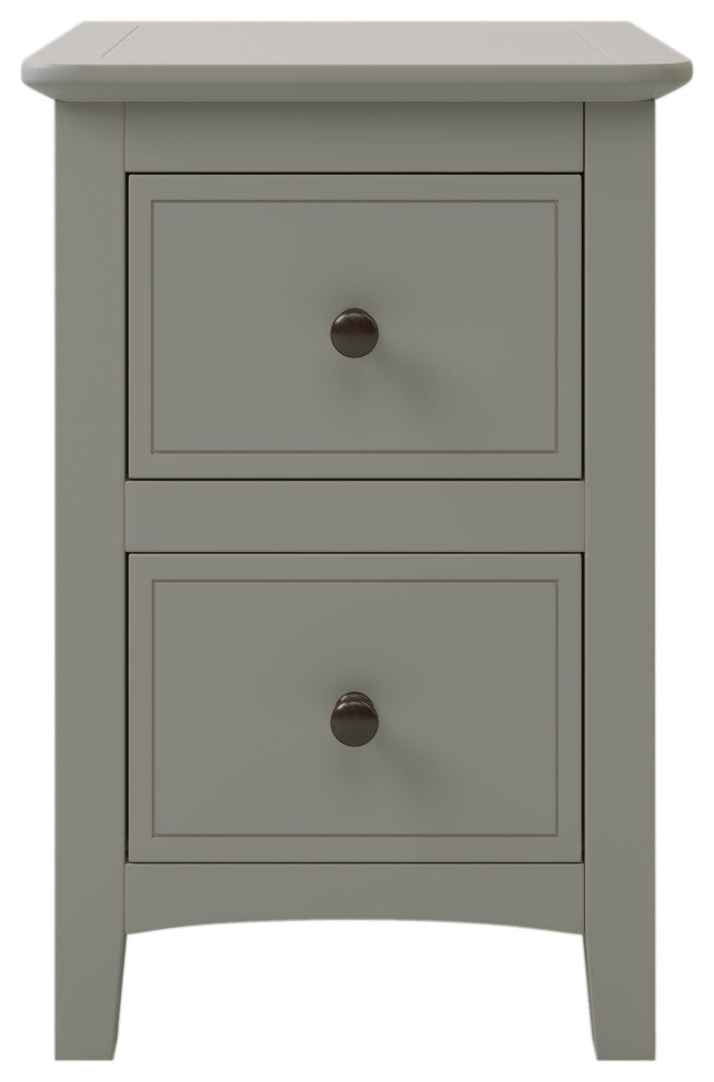 2 Drawers Solid Wood Nightstand End Table, Grey