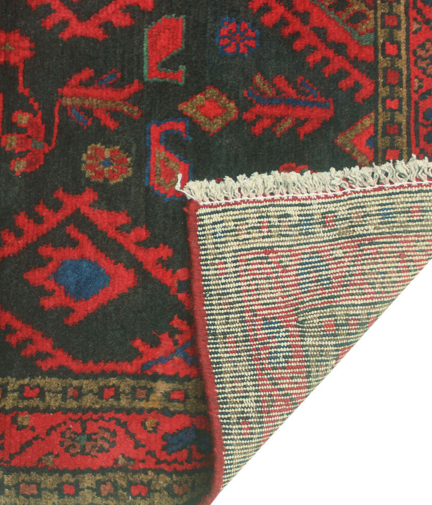 Fine Vintage Distressed Brantson Charcoal/Red Runner, 3'10x9'2