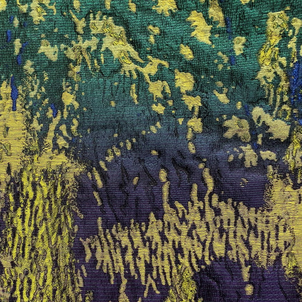 Emerald Rainforest Green, Yellow and Blue Luxury Throw Pillow, 20"x36" King