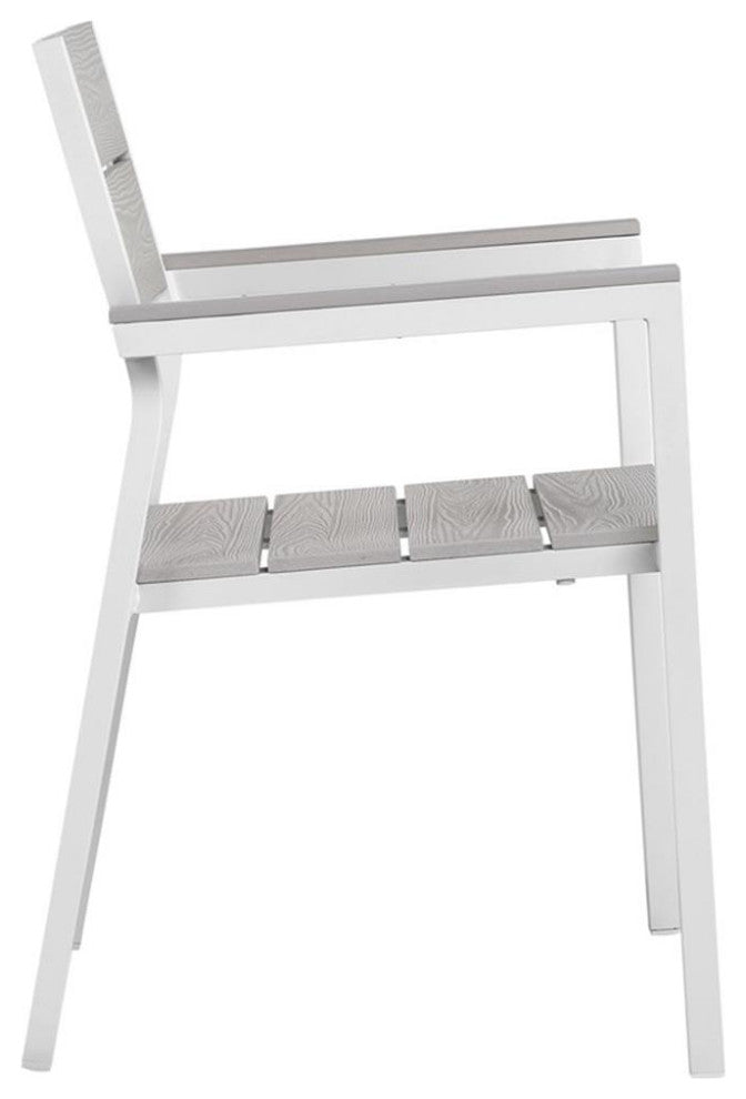 Modway Maine Aluminum Patio Dining Armchair in White/Light Gray (Set of 2)