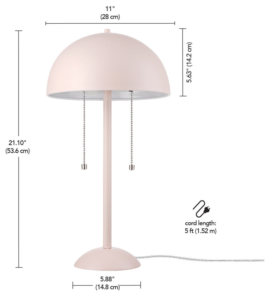 Luna 21" 2-Light Matte Pink Desk Lamp