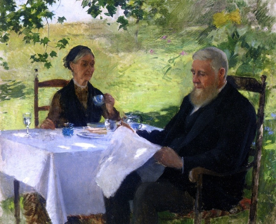 Willard Leroy Metcalf A Tea on the Porch, 20"x25" Wall Decal