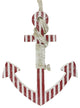 16" Red and White Striped Nautical Hanging Anchor With Rope Wall Art